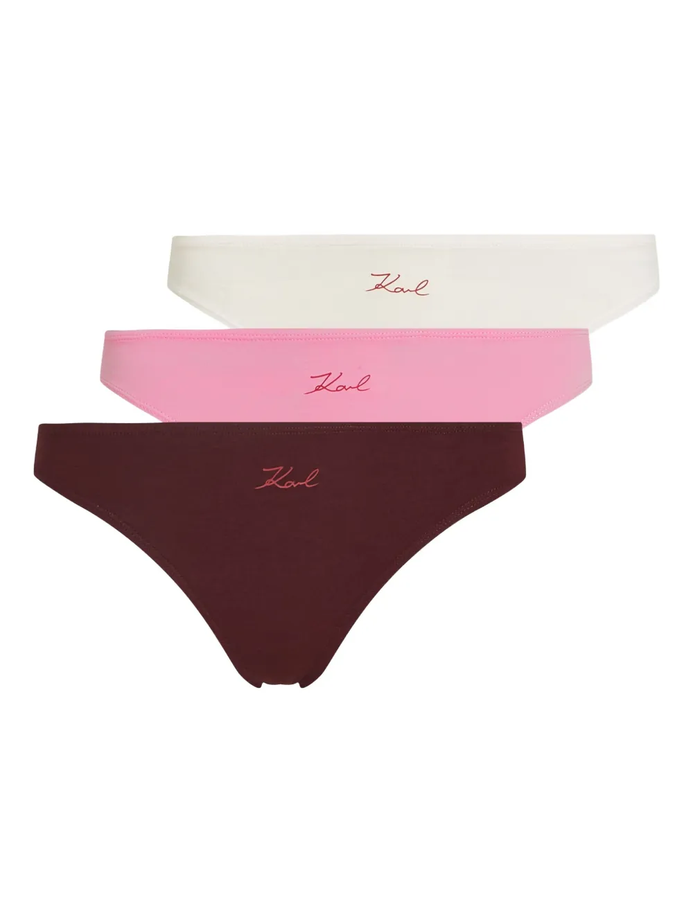 Karl Lagerfeld logo-detail thongs (pack of three) | Red | Image 1