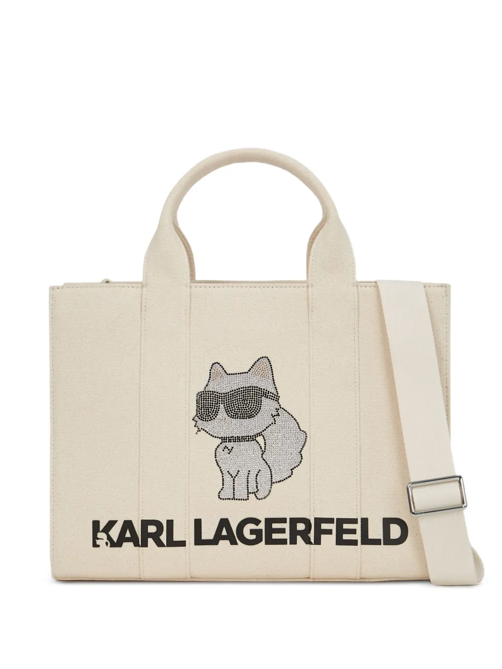 Karl Lagerfeld Medium shopper verfraaid met kristallen Beige