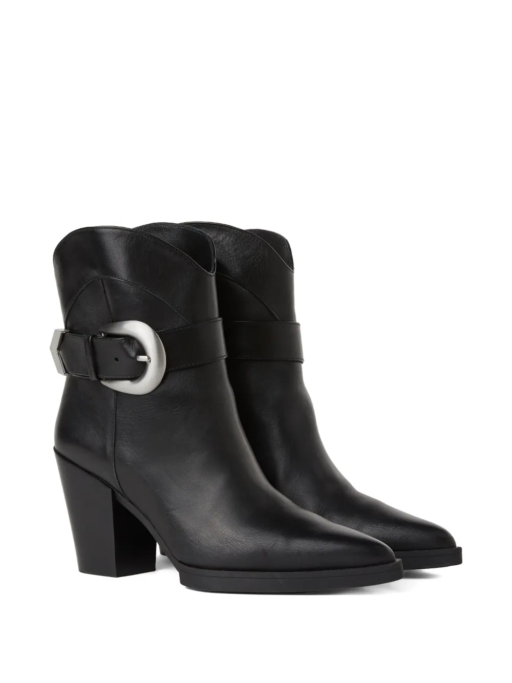 Karl Lagerfeld Jeans Kowboy Buckled Pointed-toe Boots In Black