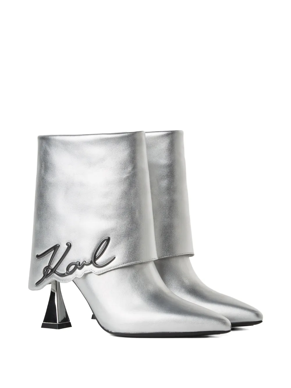 Karl Lagerfeld Debut II omgevouwen enkellaarzen Zilver