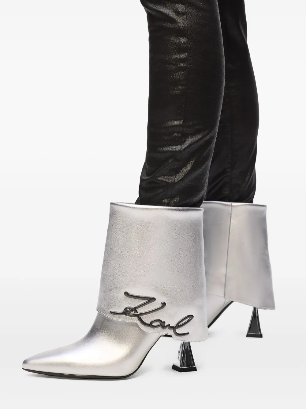 Karl Lagerfeld Debut II omgevouwen enkellaarzen Zilver