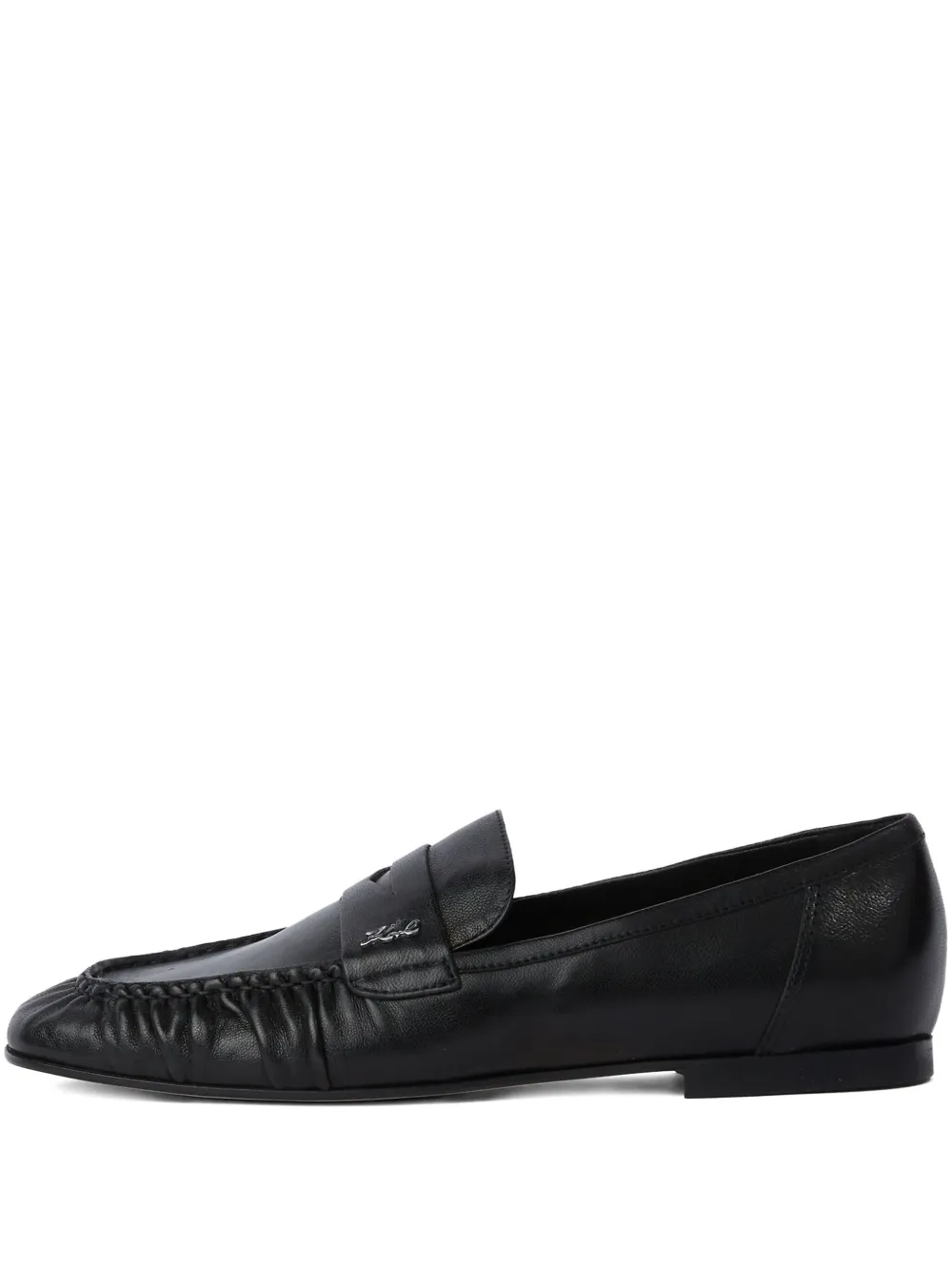 Karl Lagerfeld Leren loafers met logoplakkaat Zwart