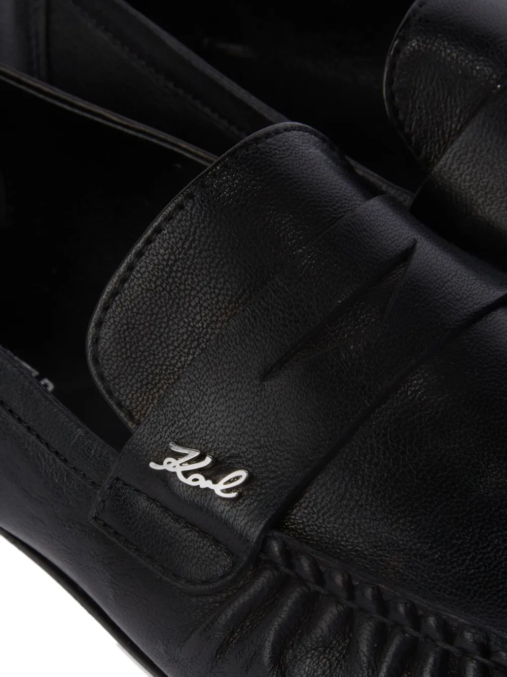 Karl Lagerfeld Leren loafers met logoplakkaat Zwart