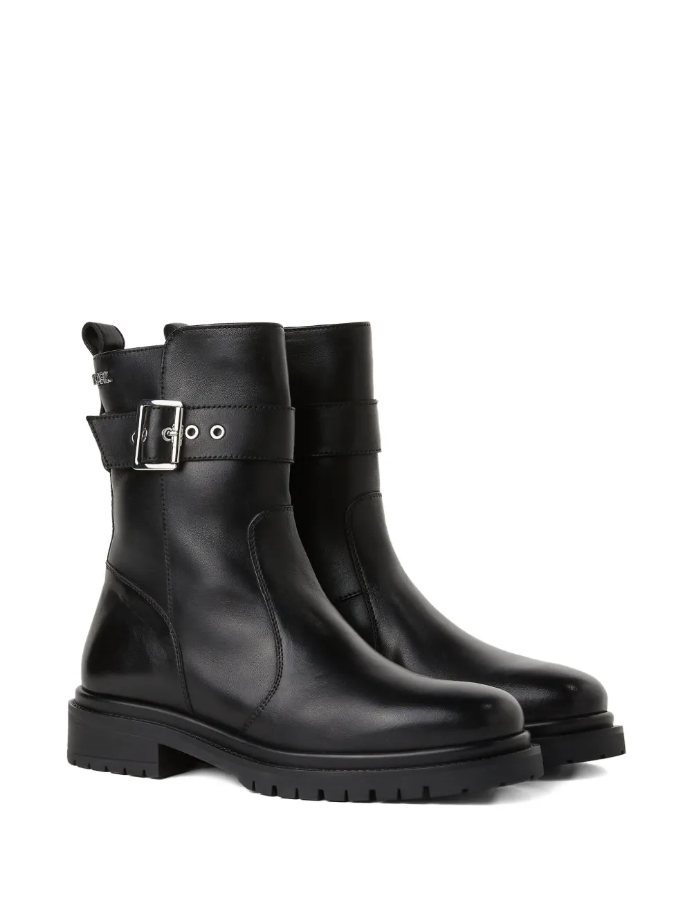 Karl Lagerfeld buckle-strap leather combat boots Black