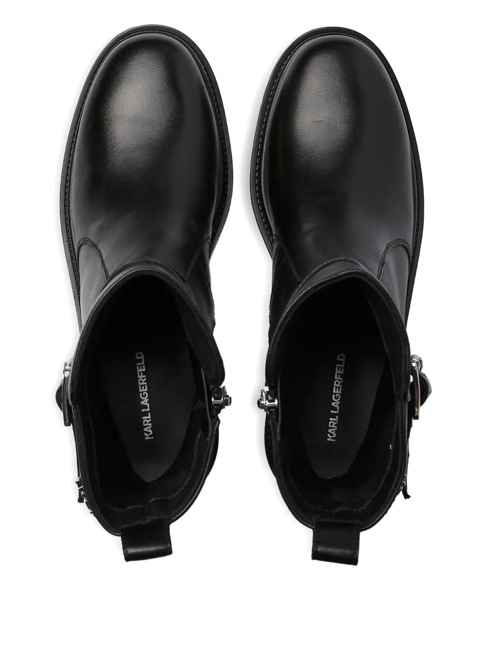Karl Lagerfeld buckle-strap leather combat boots Black