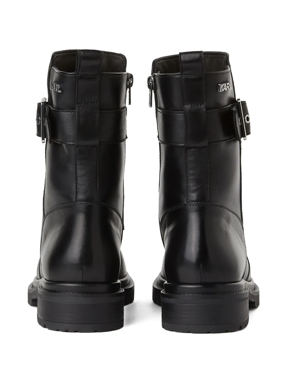 Karl Lagerfeld buckle-strap leather combat boots Black