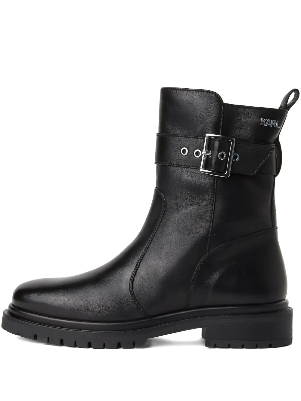 Karl Lagerfeld buckle-strap leather combat boots Black