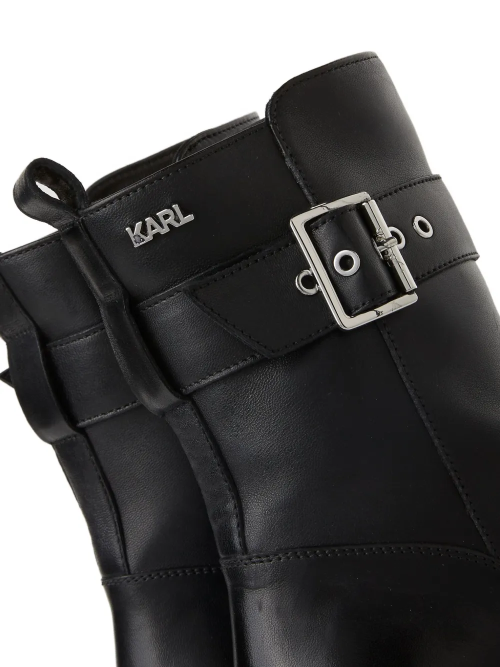 Karl Lagerfeld buckle-strap leather combat boots Black