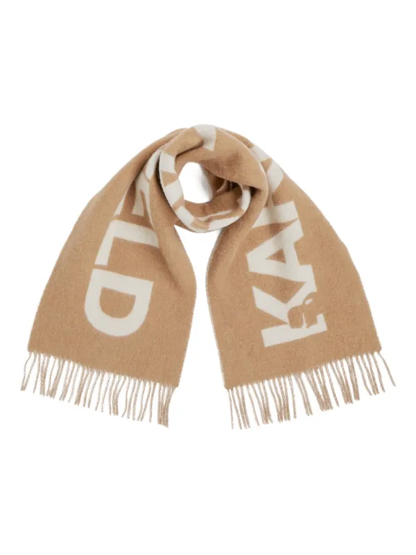 Karl Lagerfeld K/Essential Jacquard Woven Scarf Brown Farfetch