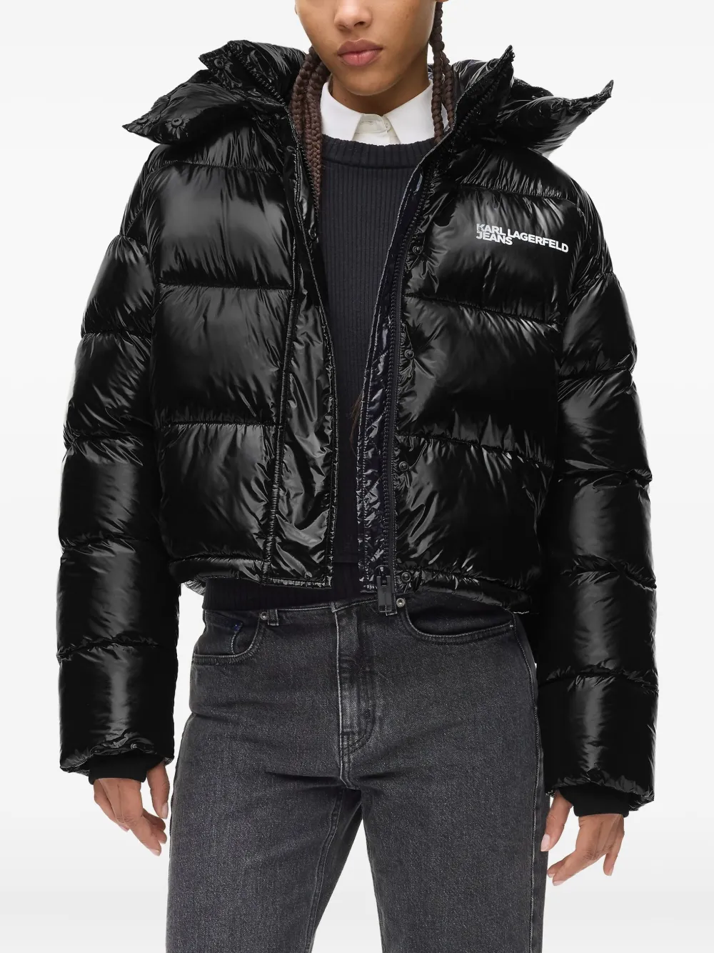 Karl Lagerfeld Jeans Donsjack met capuchon Zwart