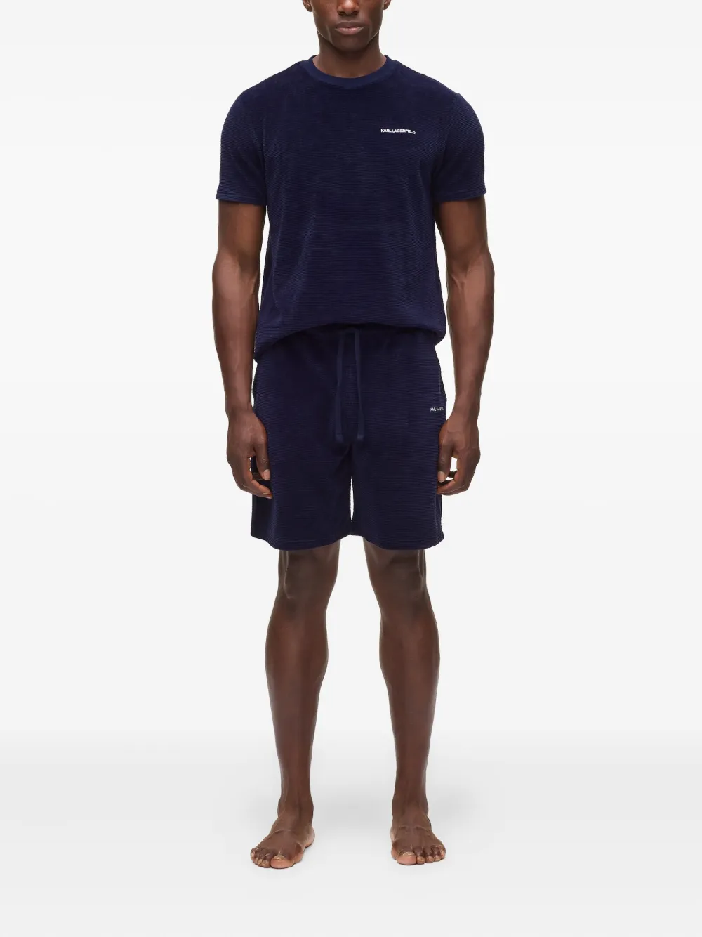 Karl Lagerfeld Logo-embroidered Shorts In Blue