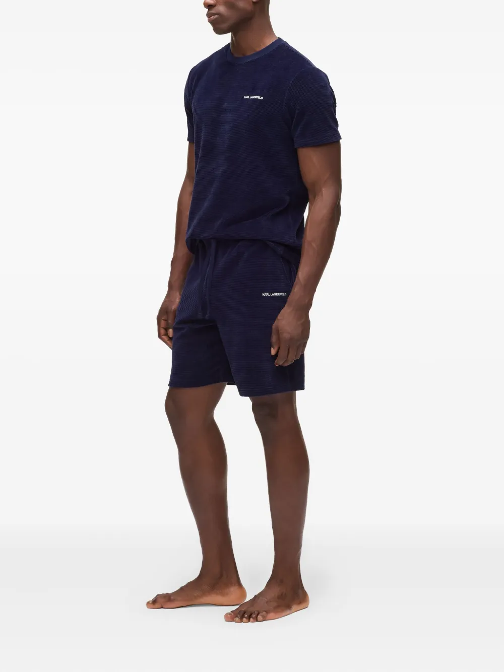 Karl Lagerfeld Logo-embroidered Shorts In Blue