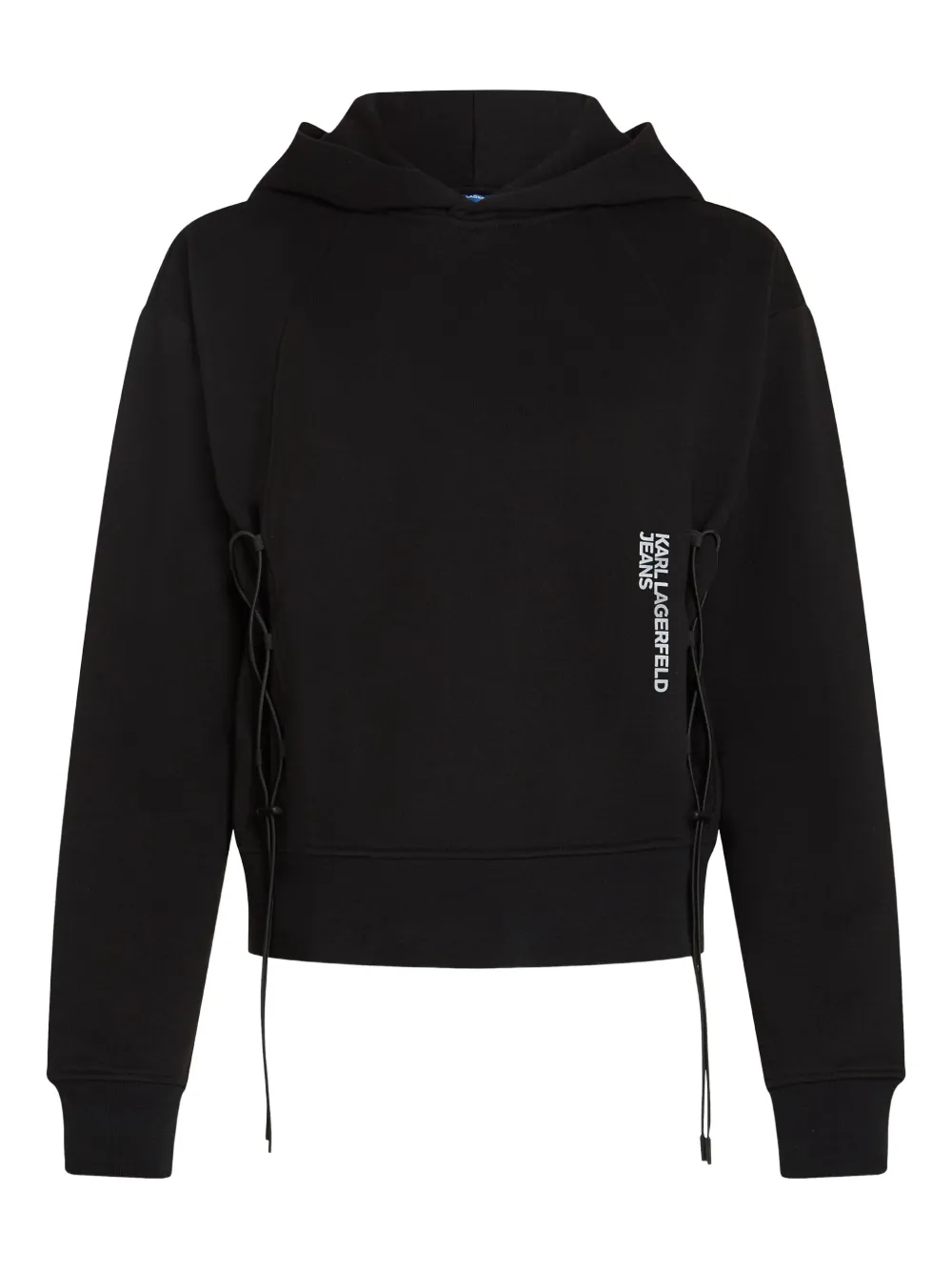 Karl Lagerfeld Jeans Lace-up Detail Hoodie In Black