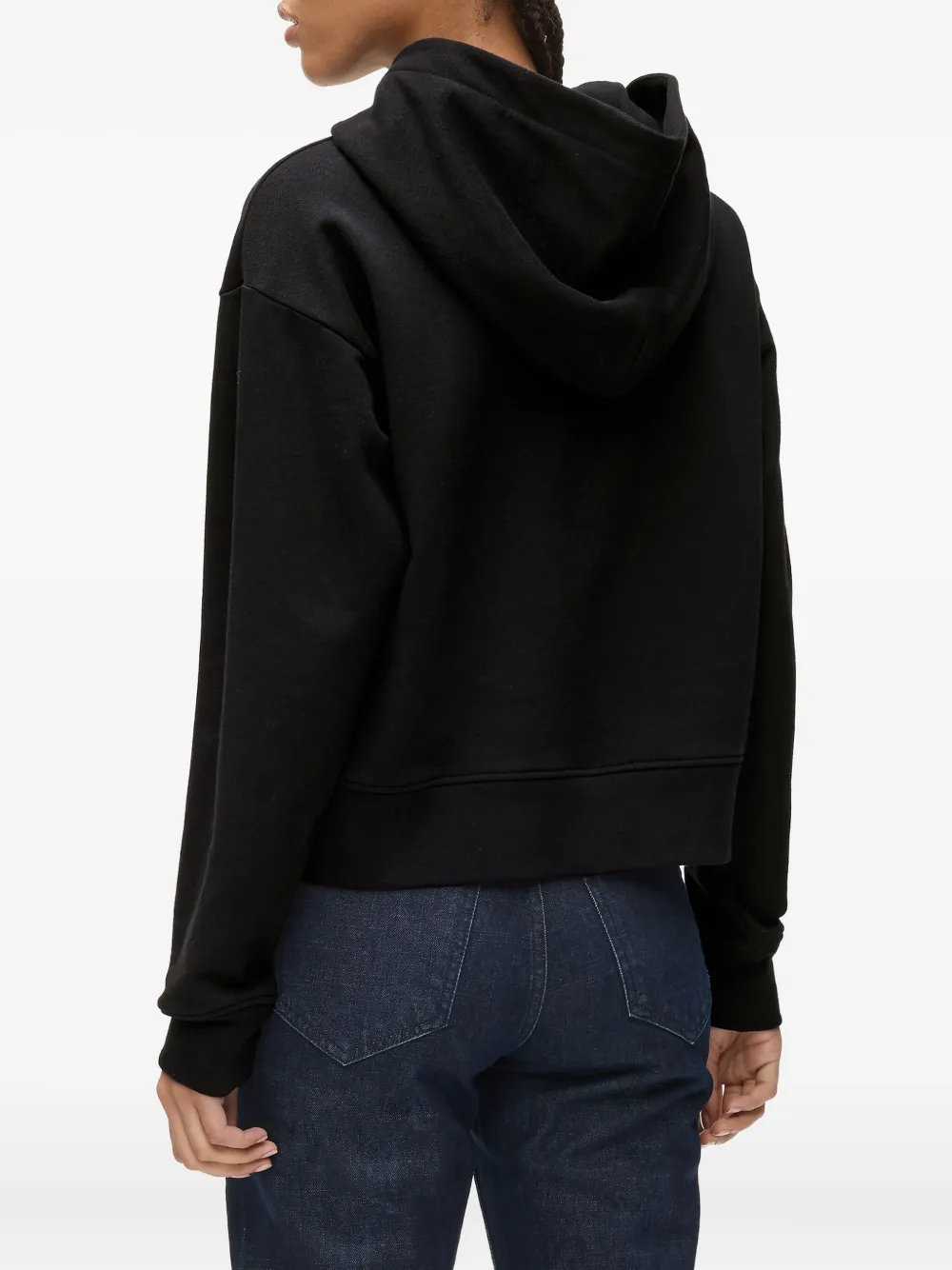 Karl Lagerfeld Jeans Lace-up Detail Hoodie In Black