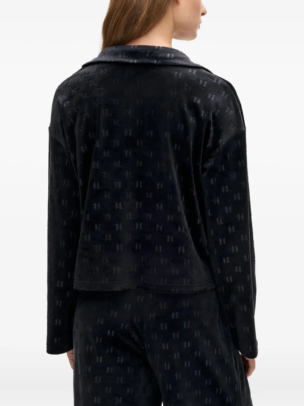 Karl Lagerfeld Fluwelen top met monogram Zwart