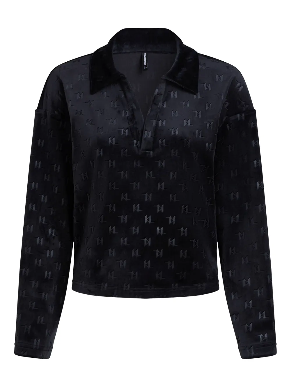 Karl Lagerfeld top de velour con monograma | negro | Image 1