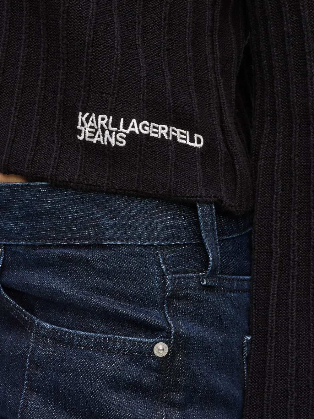 Karl Lagerfeld Jeans Geribbelde coltrui Zwart