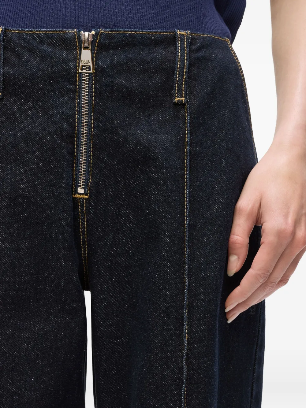 Karl Lagerfeld Jeans met vlakken en rits aan de voorkant Blauw