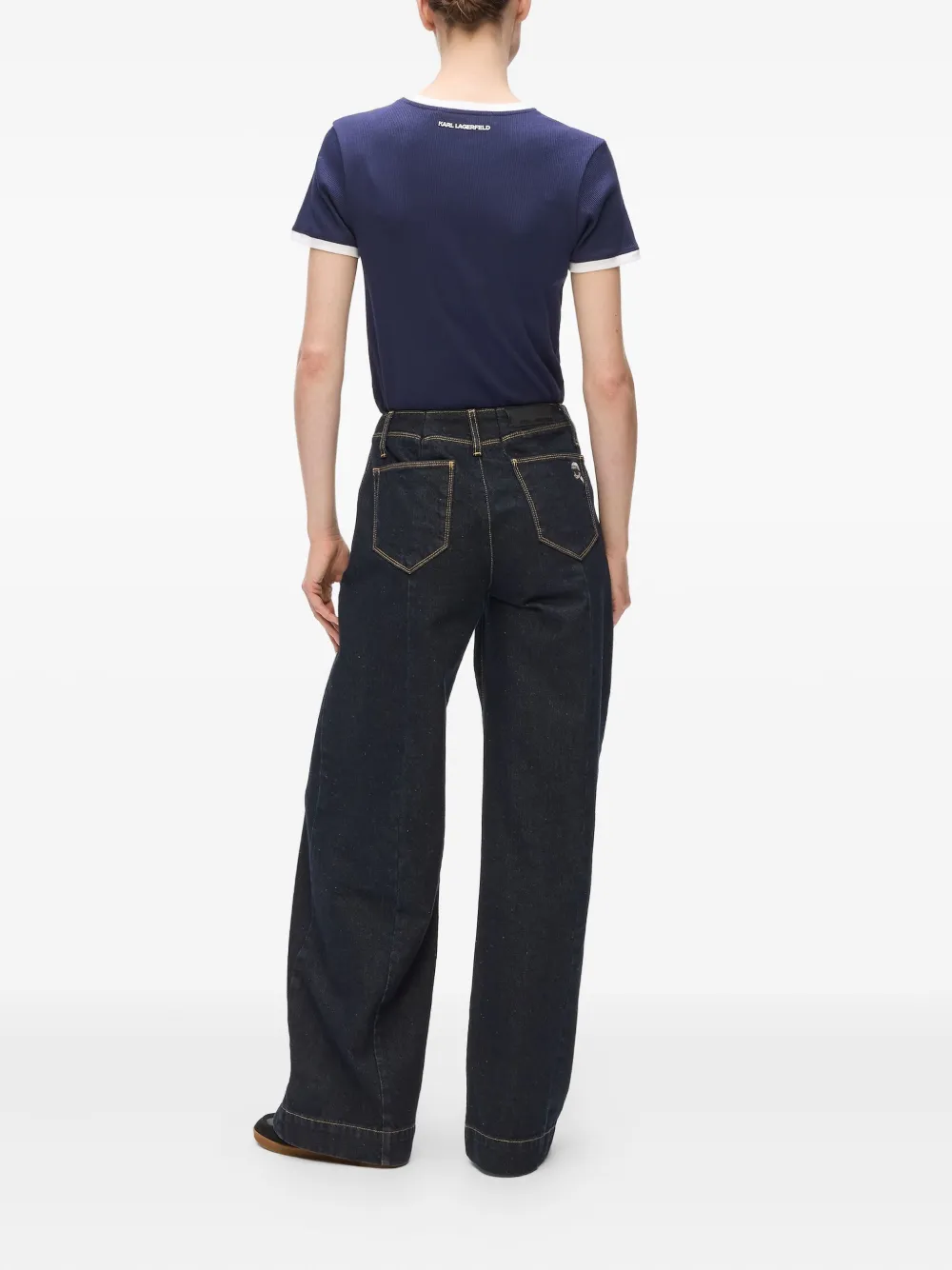 Karl Lagerfeld Jeans met vlakken en rits aan de voorkant Blauw