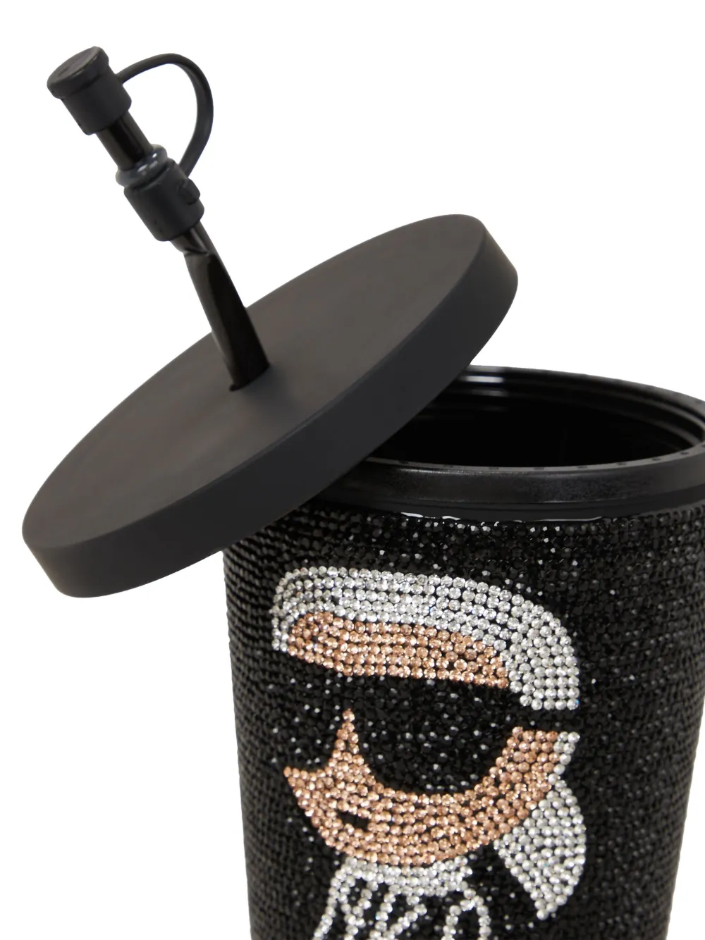 Karl Lagerfeld Ikon Rhinestone-embellished Travel Cup In Black