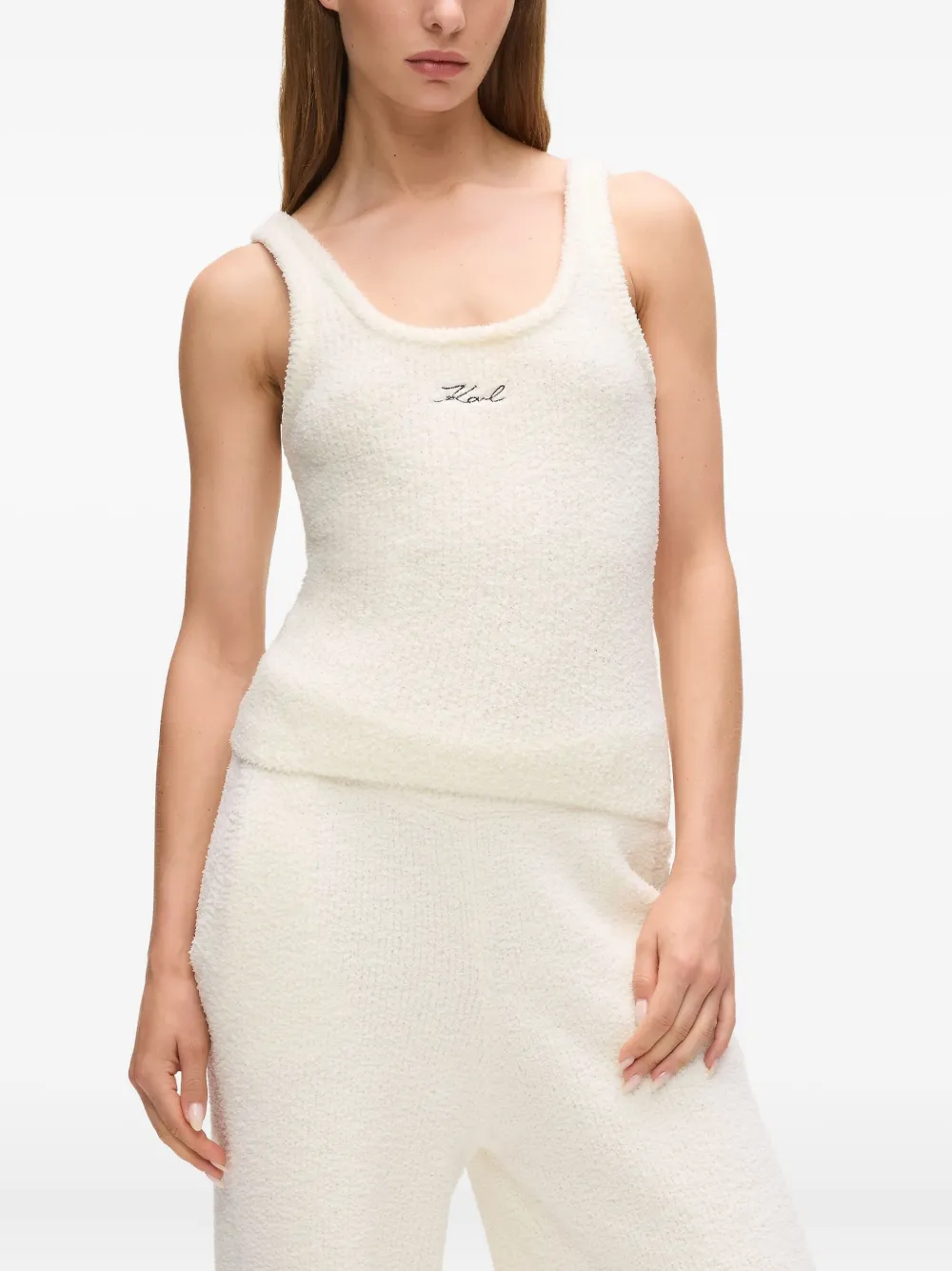 Karl Lagerfeld Signature fleece tanktop Wit
