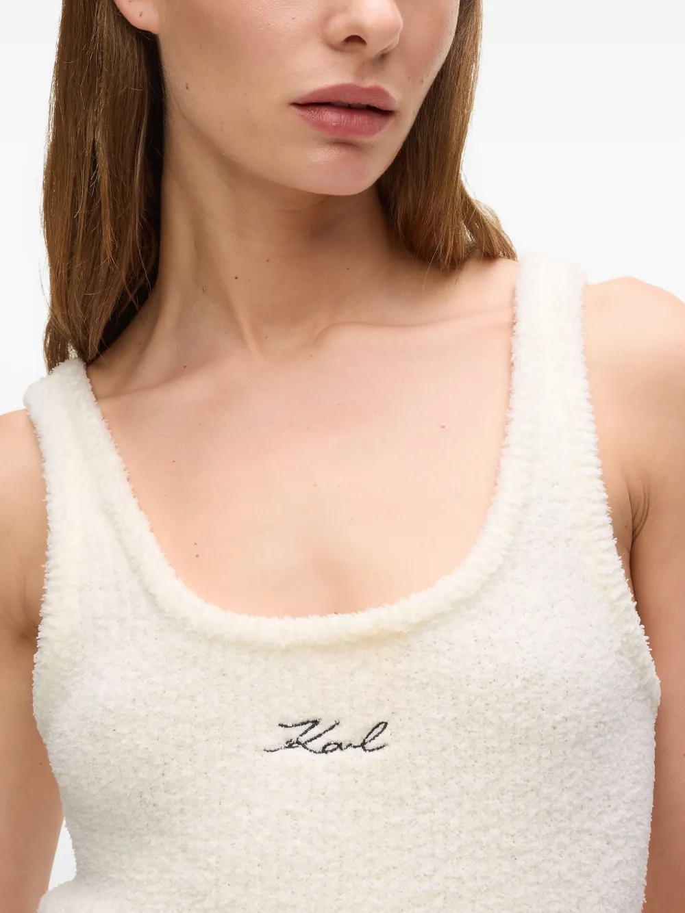 Karl Lagerfeld Signature fleece tanktop Wit