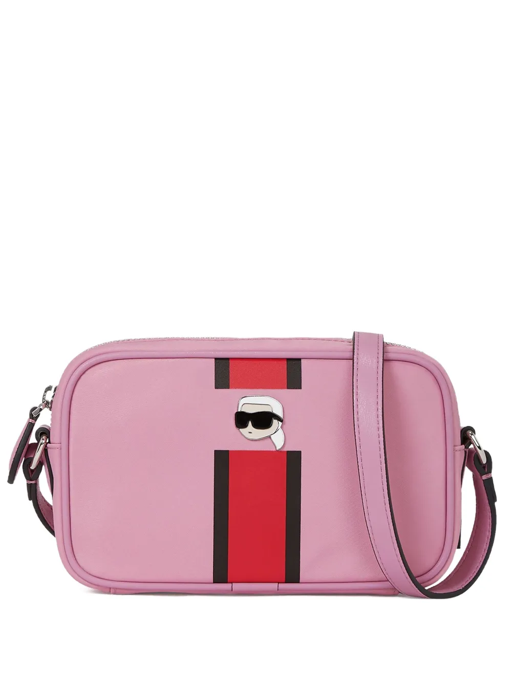 Karl+Lagerfeld+sac+à+bandouliere+Ikon+à+rayures+-+Rose