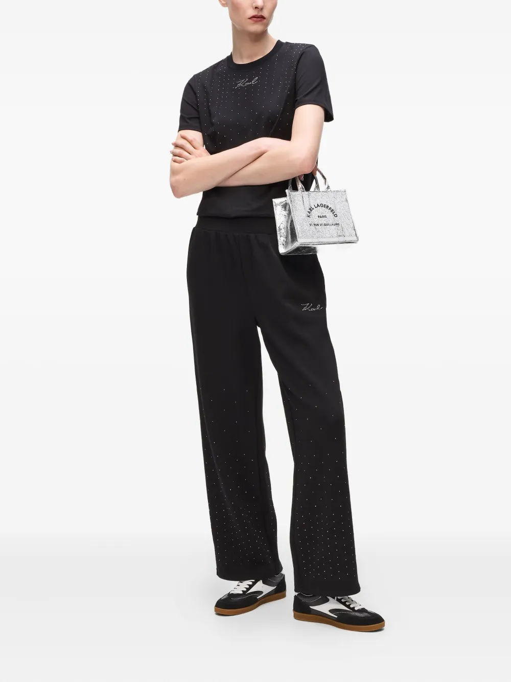 Karl Lagerfeld Glanzende gekreukte mini-shopper - Grijs