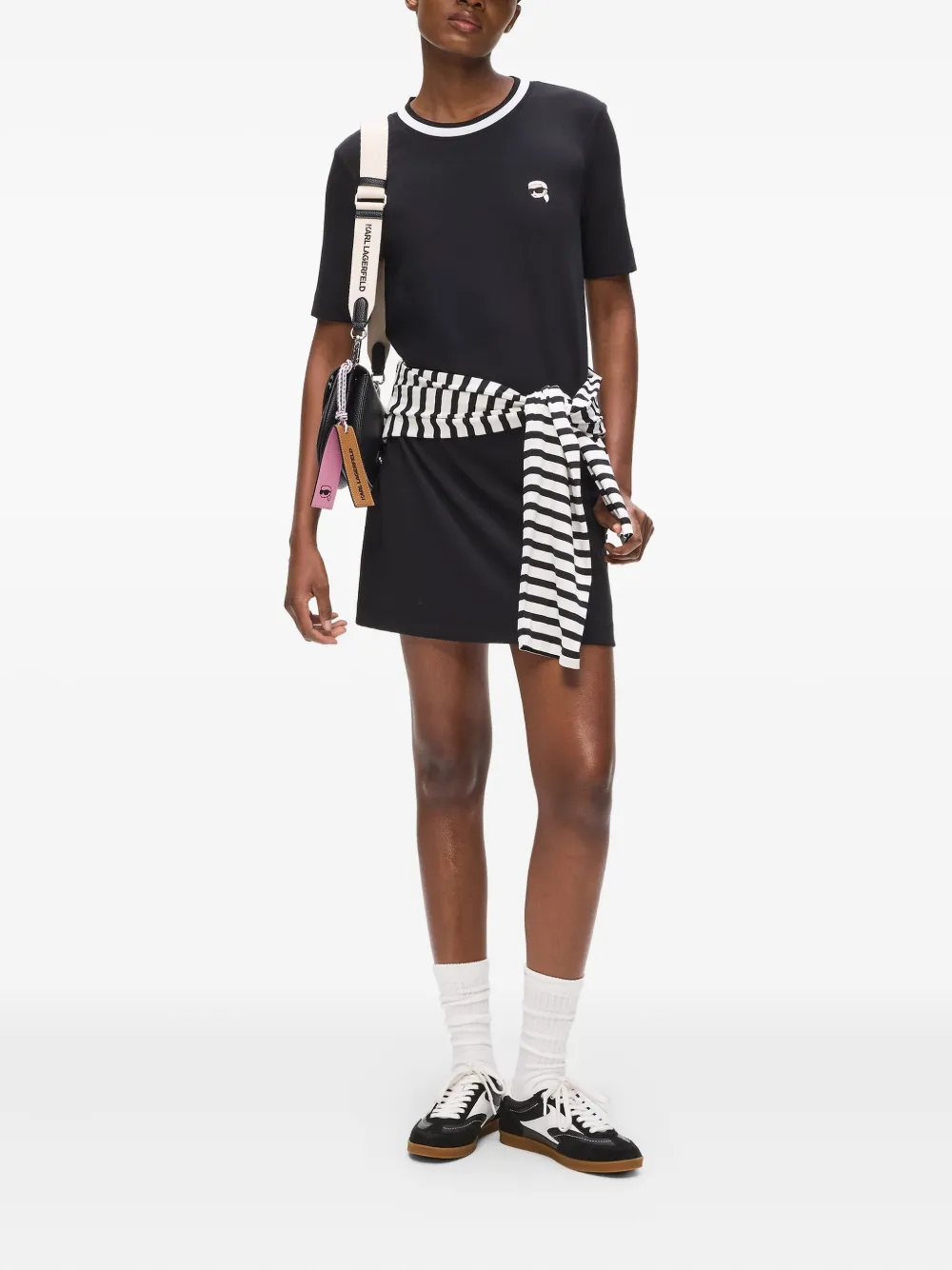 Karl Lagerfeld T-shirtjurk met Ikon-patch - Zwart