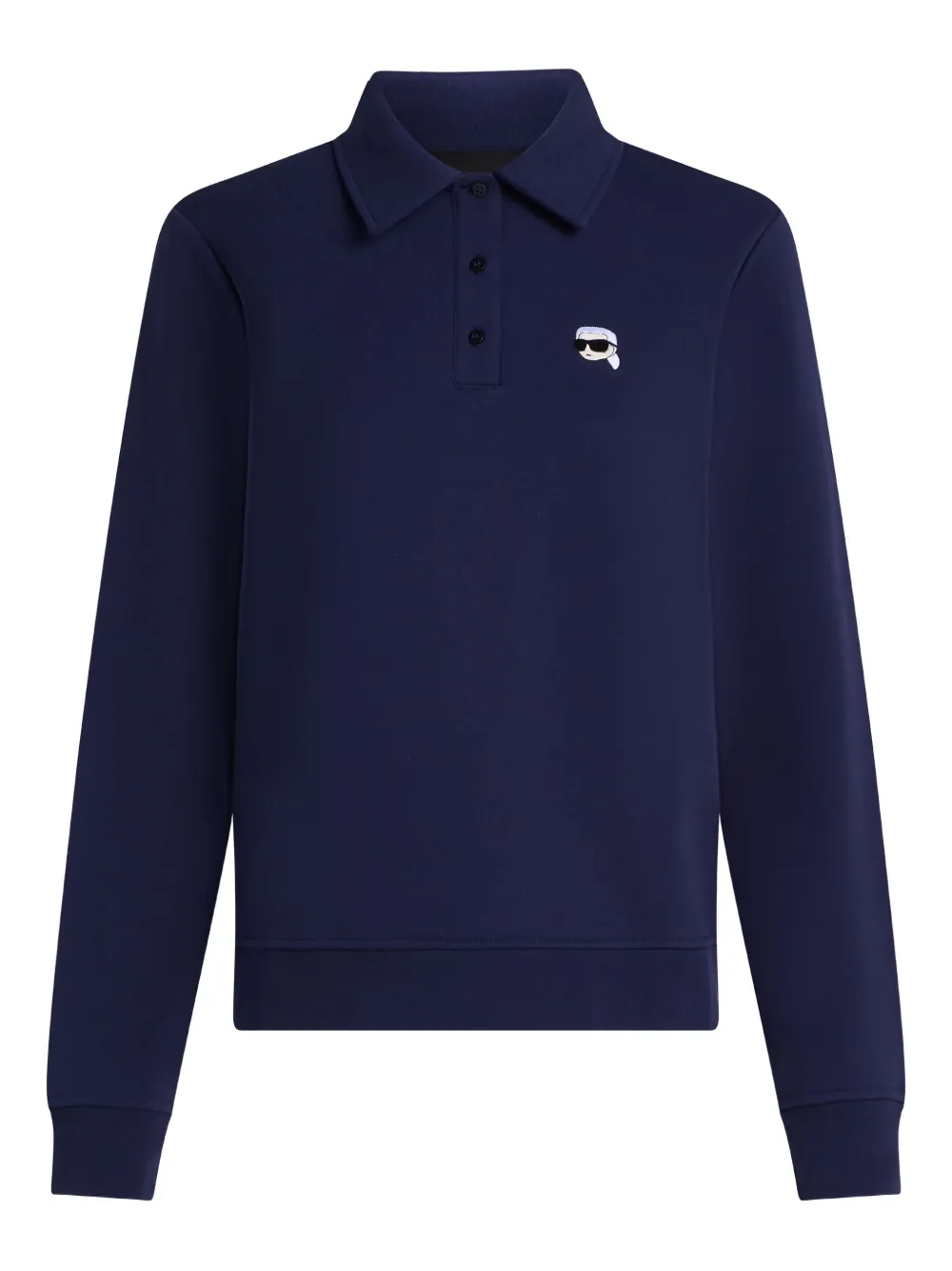 Karl Lagerfeld Ikon-patch Polo Sweatshirt In Brown
