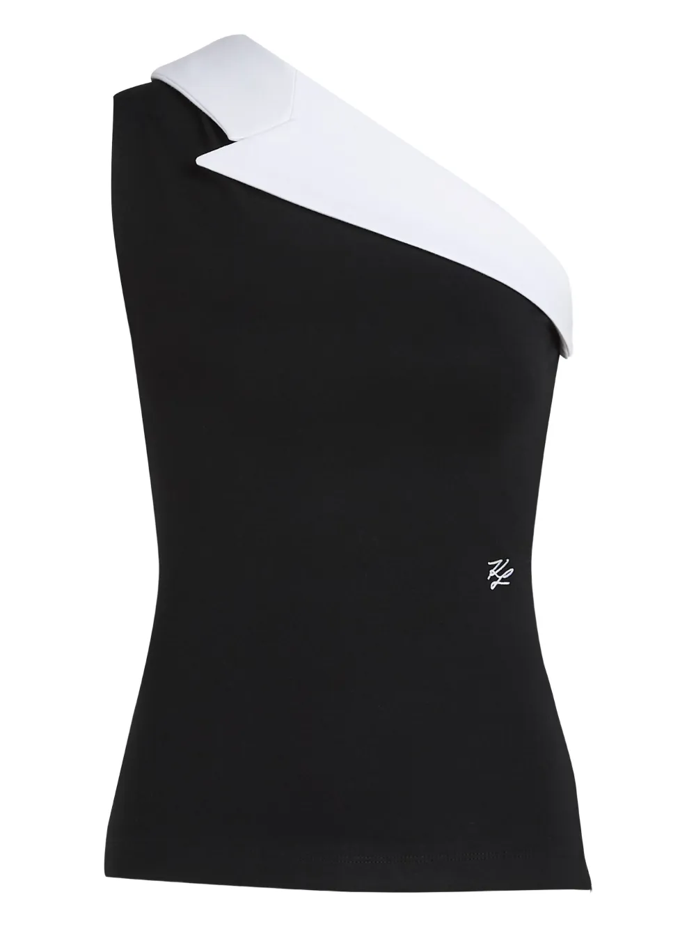 Karl Lagerfeld Asymmetric-lapel Top In Black