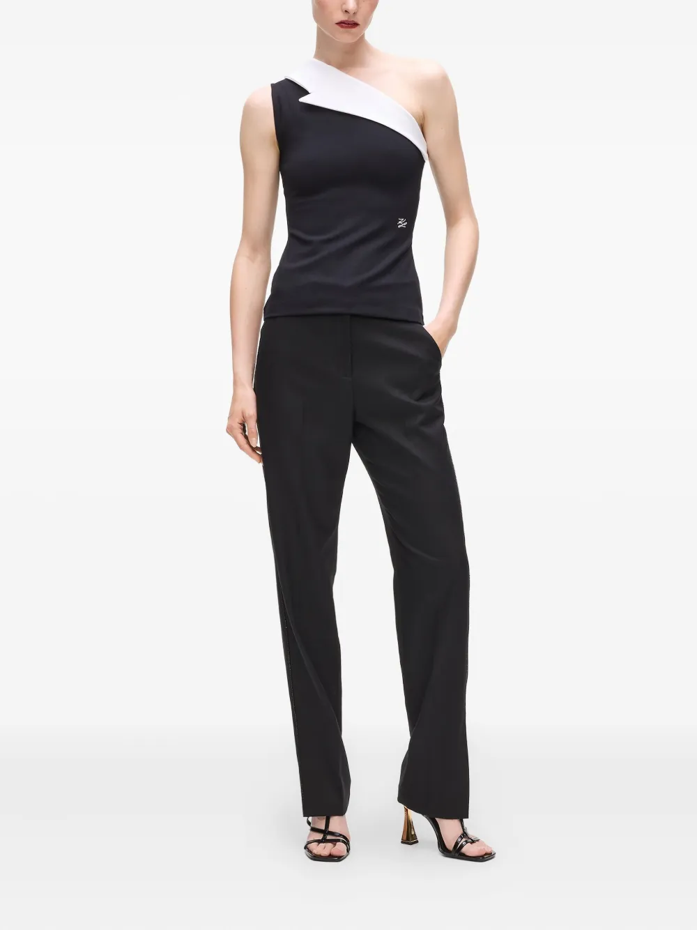 Karl Lagerfeld Top met asymmetrische revers - Zwart