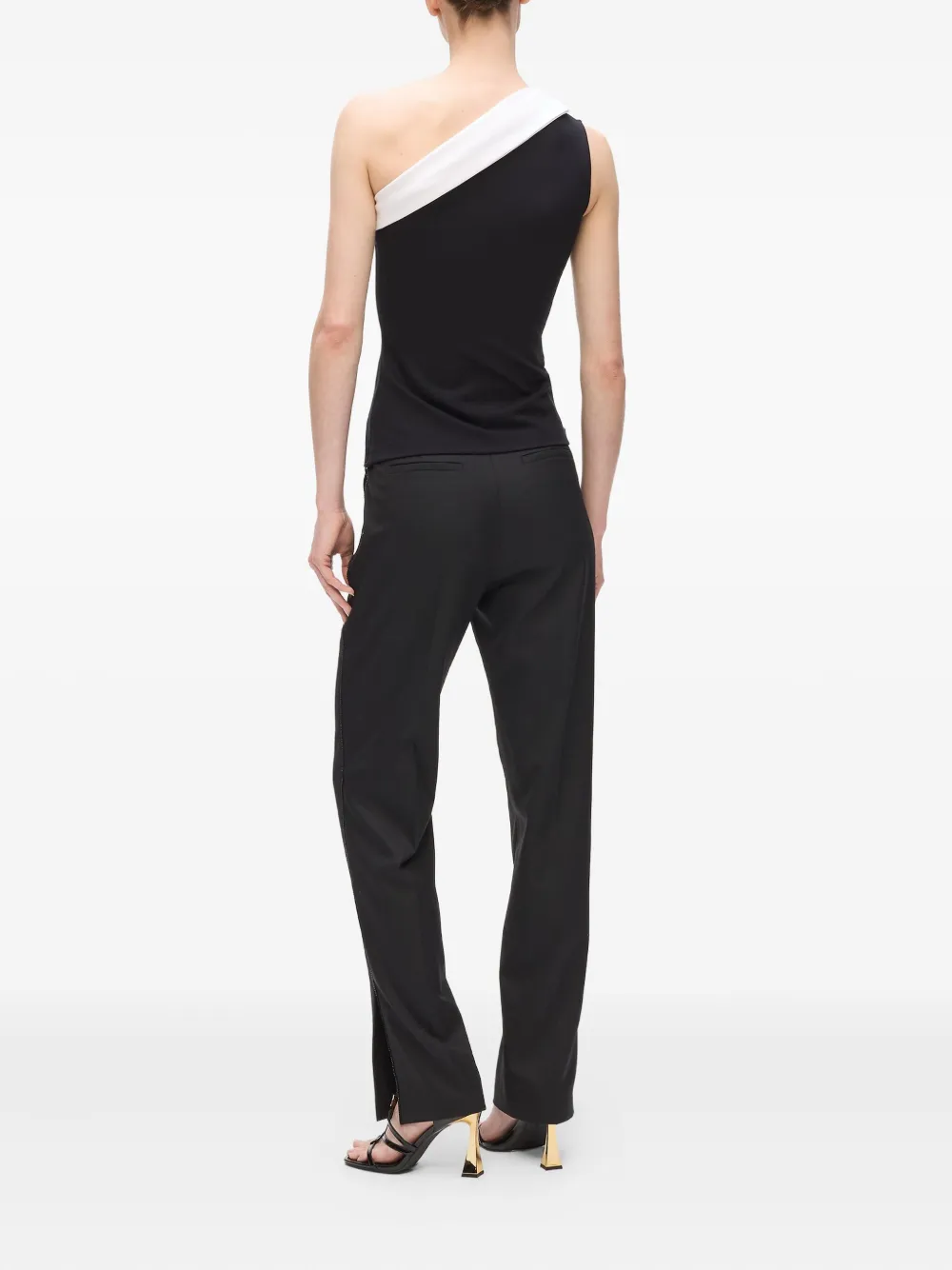 Karl Lagerfeld Asymmetric-lapel Top In Black