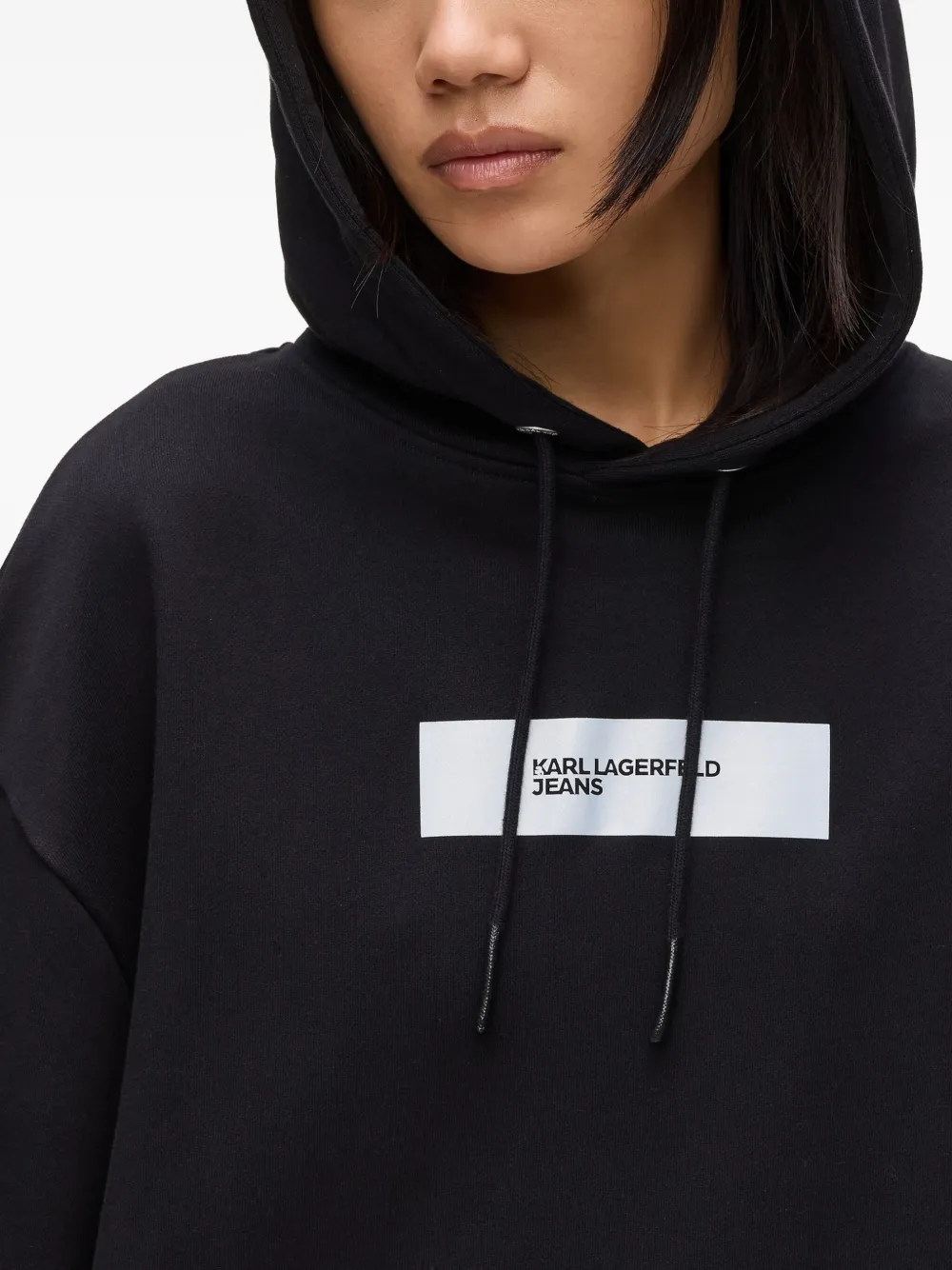 Karl Lagerfeld Jeans Oversized hoodie-jurk met logo Zwart