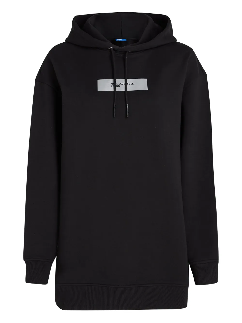 Karl Lagerfeld Jeans Oversized Logo Mini Hoodie Dress In Black