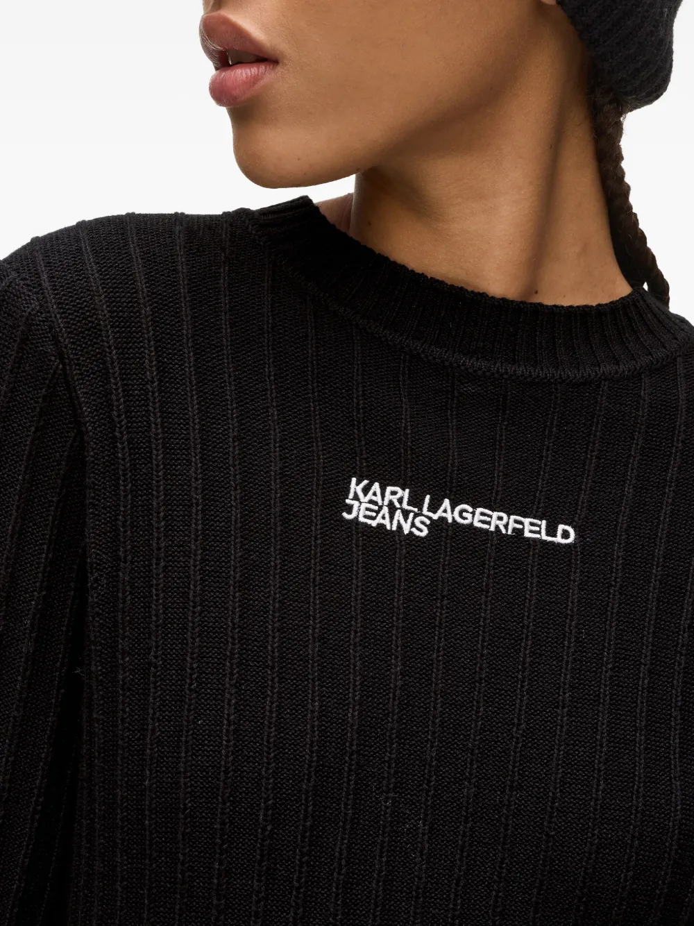 Karl Lagerfeld Jeans Plissé gebreide jurk Zwart