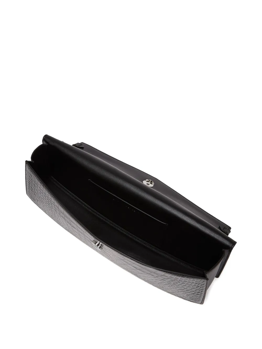 Karl Lagerfeld Karl Studio Crocodile-embossed Top-handle Clutch In Black