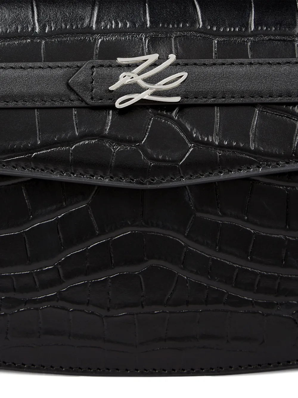 Karl Lagerfeld Karl Studio Crocodile-embossed Top-handle Clutch In Black