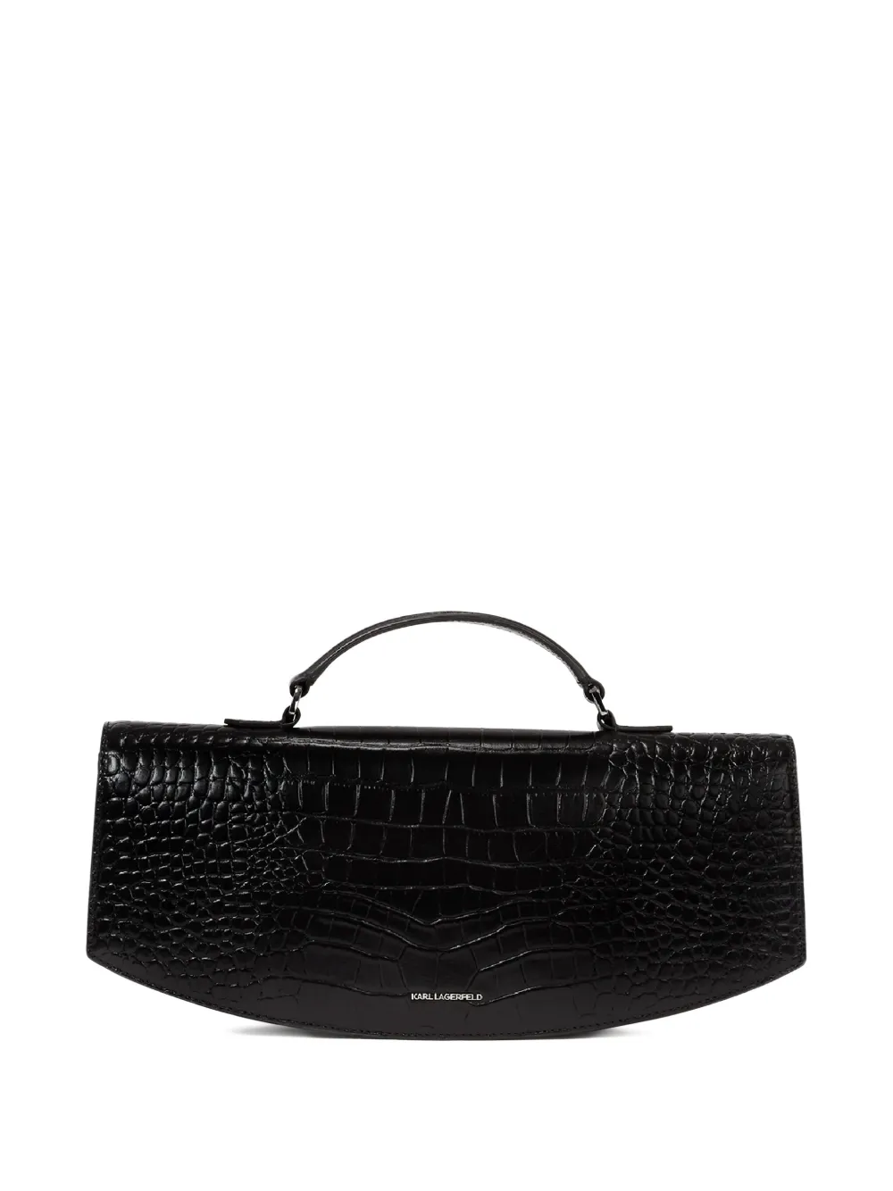 Karl Lagerfeld Karl Studio Crocodile-embossed Top-handle Clutch In Black