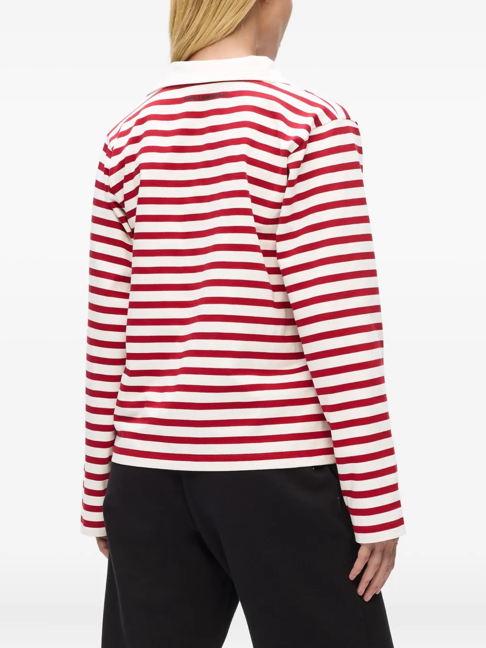 Karl Lagerfeld Striped Polo-collar T-shirt In Red