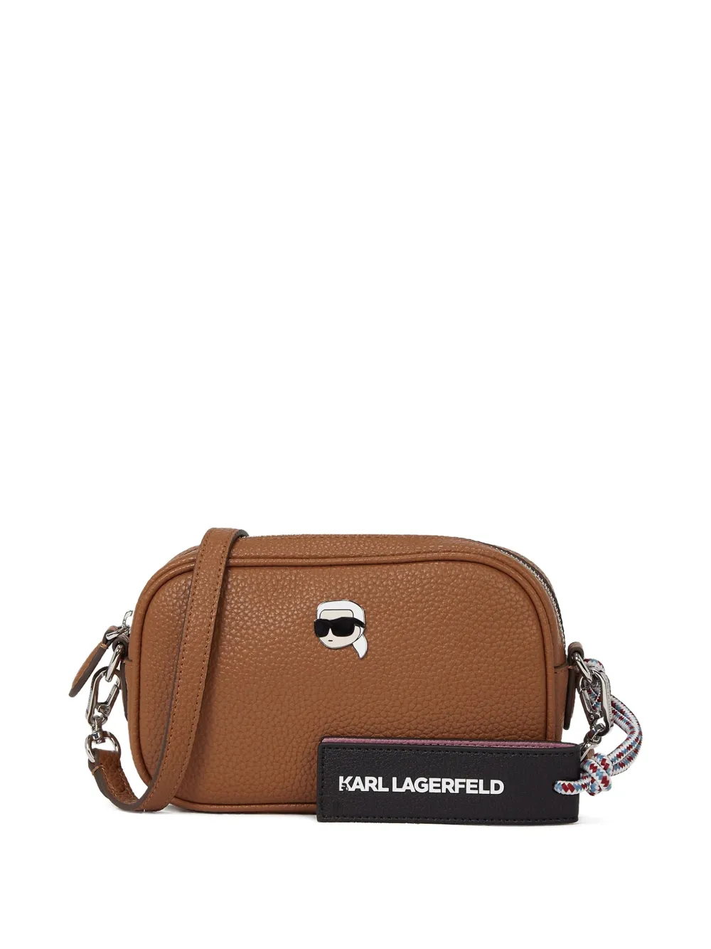 Karl Lagerfeld Embellishment-logo Cross Body Bag In Brown