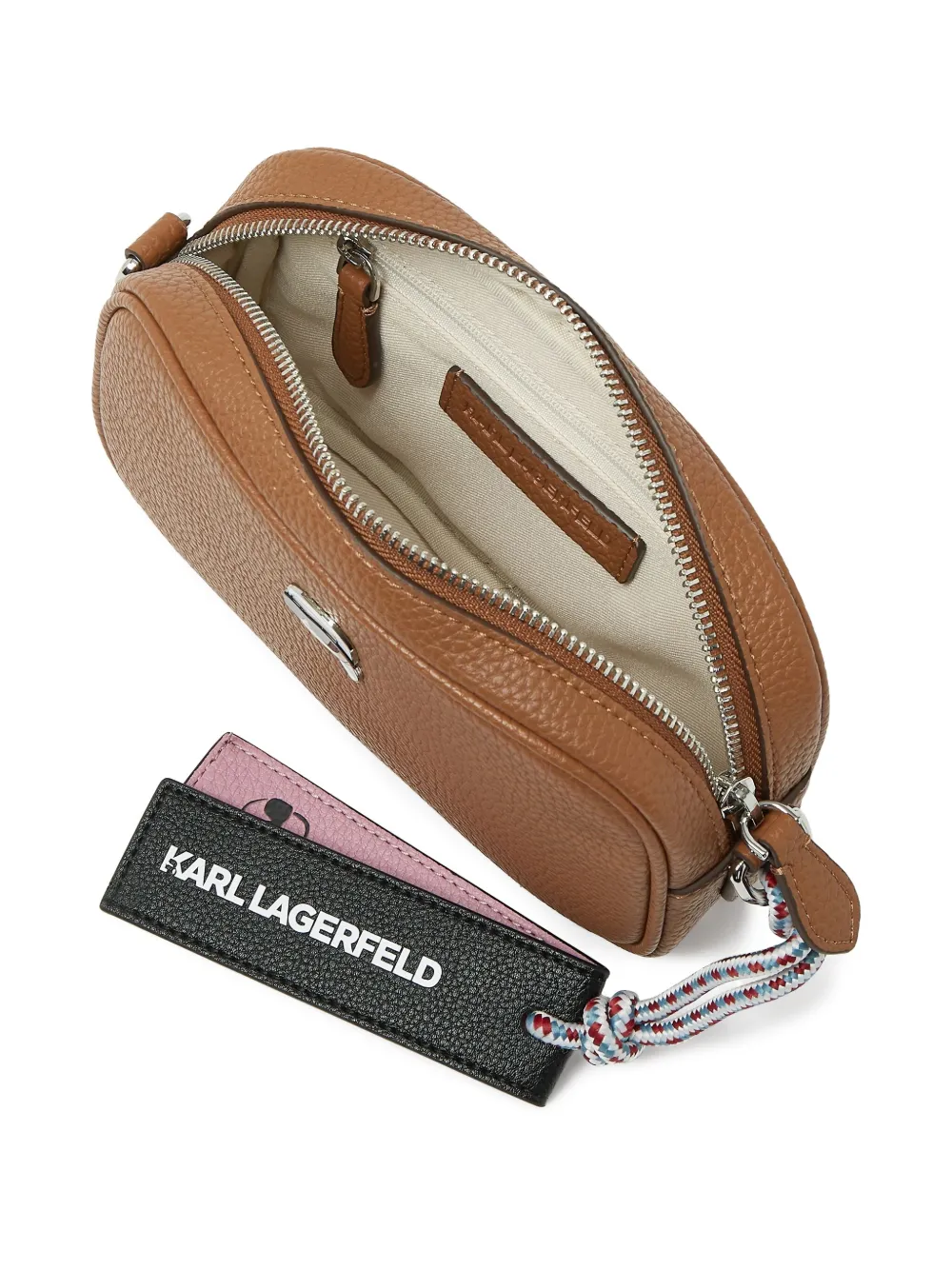Karl Lagerfeld Embellishment-logo Cross Body Bag In Brown