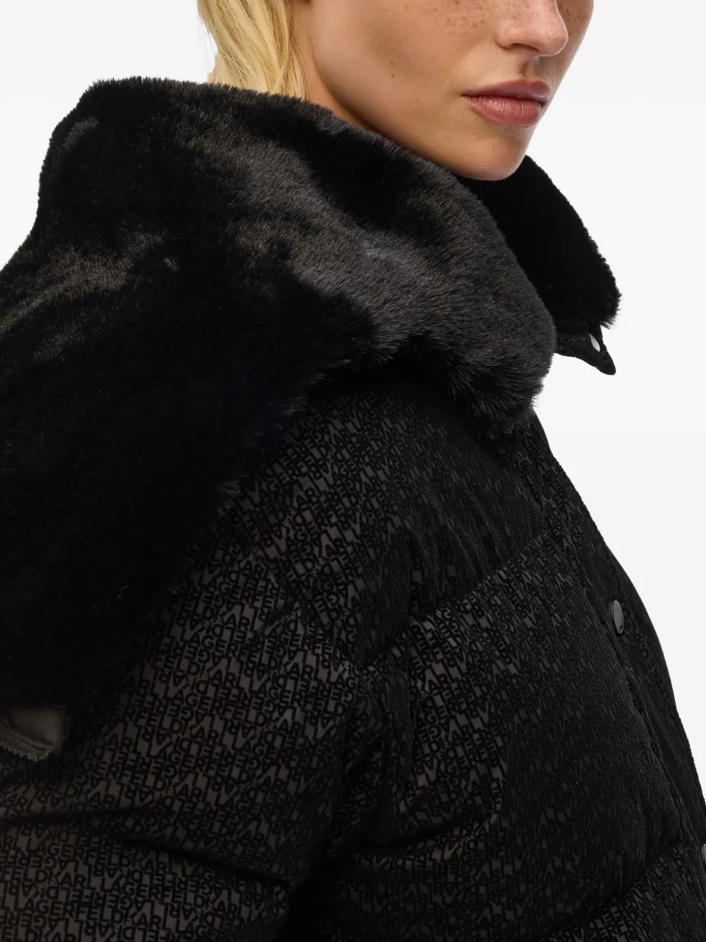 Karl Lagerfeld Donsjack met logopatroon Zwart