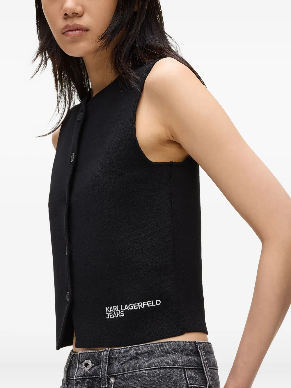 Karl Lagerfeld Jeans Gilet met knopen aan de voorkant Zwart