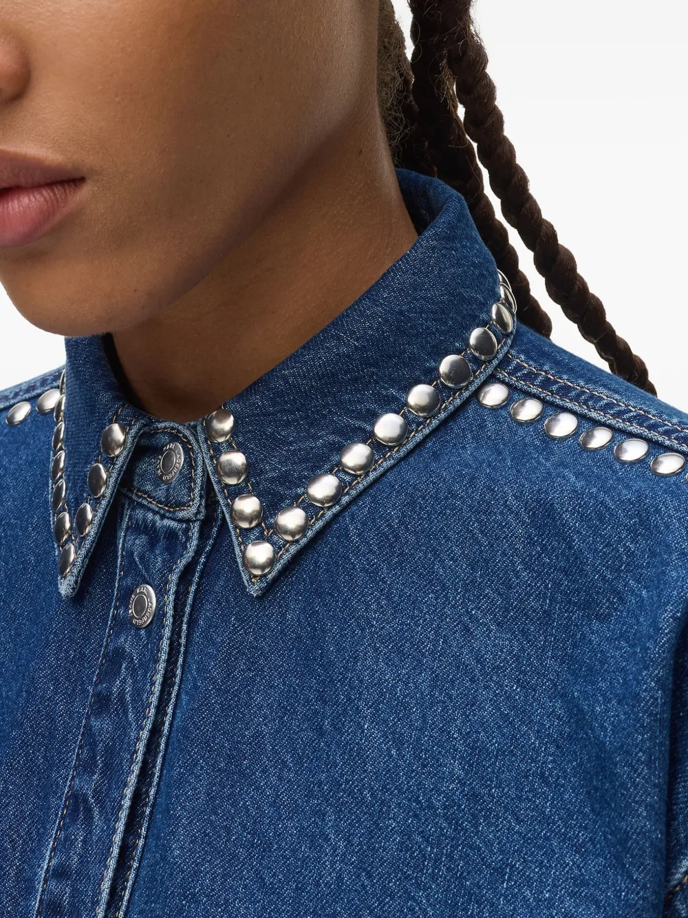 Karl Lagerfeld Jeans Studded Denim Shirt In Blue