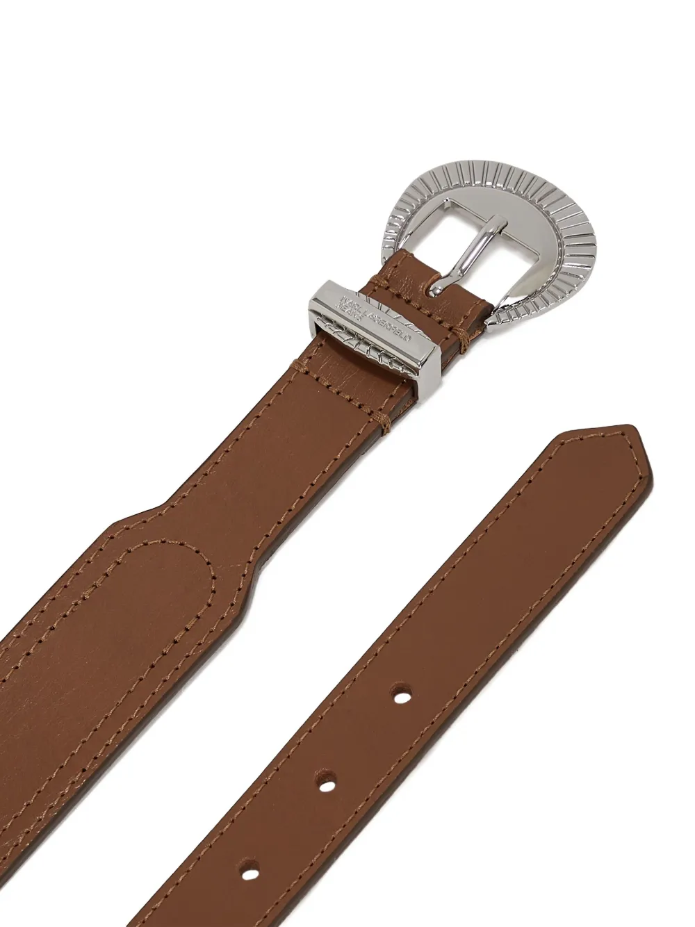 Karl Lagerfeld Jeans Round-buckle Leather Belt In Brown