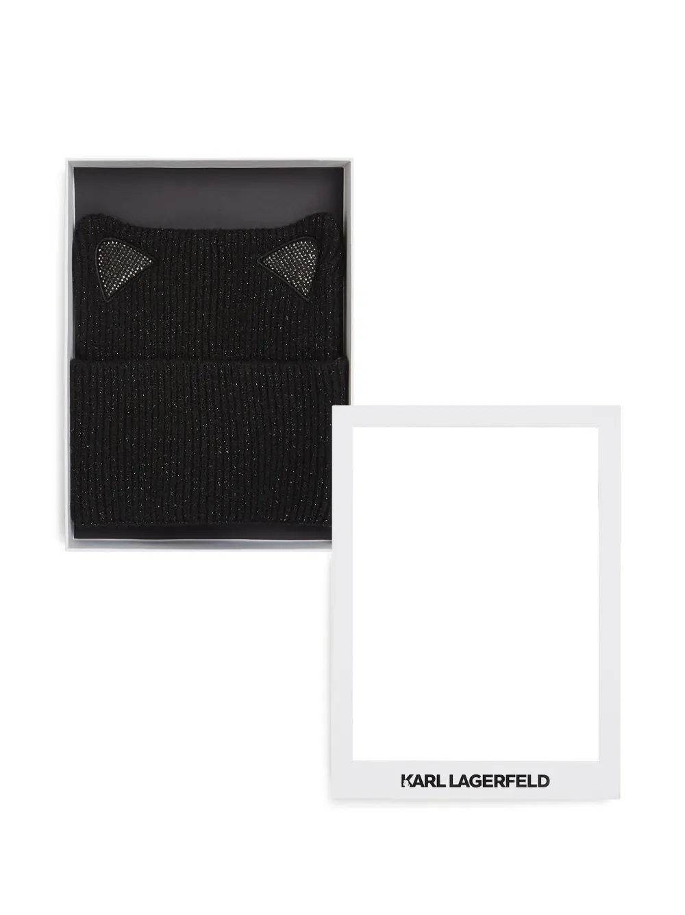 Karl Lagerfeld Muts verfraaid met kattenoren Zwart
