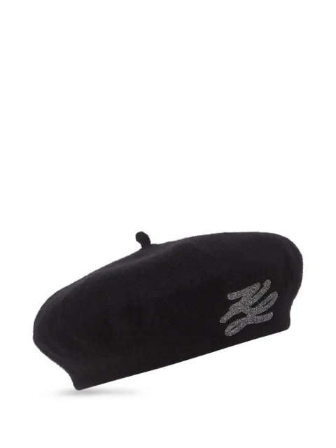 Karl Lagerfeld logo-embroidered wool beret