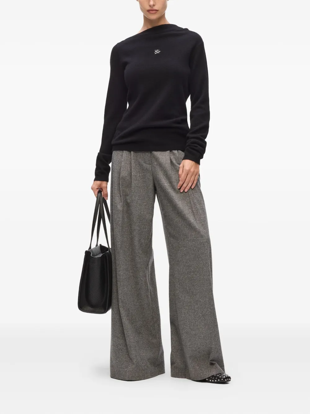 Karl Lagerfeld asymmetric neckline cashmere sweater | Knitted Sweaters | Image 2