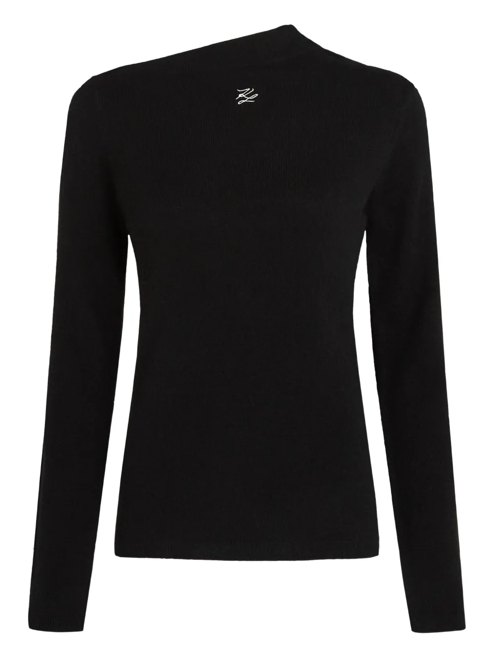 Karl Lagerfeld asymmetric neckline cashmere sweater | Black | Image 1